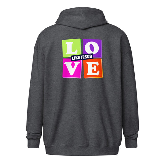 God Sed Liv/Love Like Jesus Unisex Full-Zip Hoodie