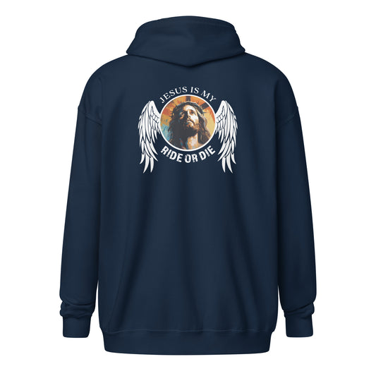 God sed Liv/Jesus Is My Ride or Die Unisex Full-Zip Hoodie