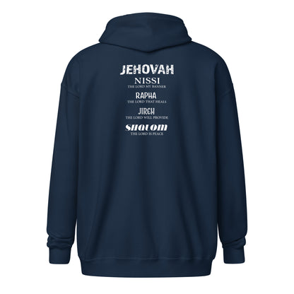 God Sed Liv/Names of God Unisex Full-Zip Hoodie